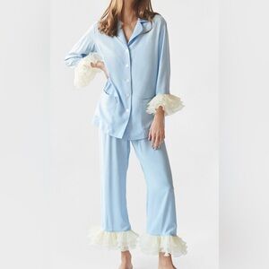 Sleeper Blue and White Ruffle Pajama Set